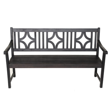 Sloane Ogee Diamond-Back 600-Lbs Support Acacia Wood Outdoor Garden Patio Bench - JONATHAN Y
